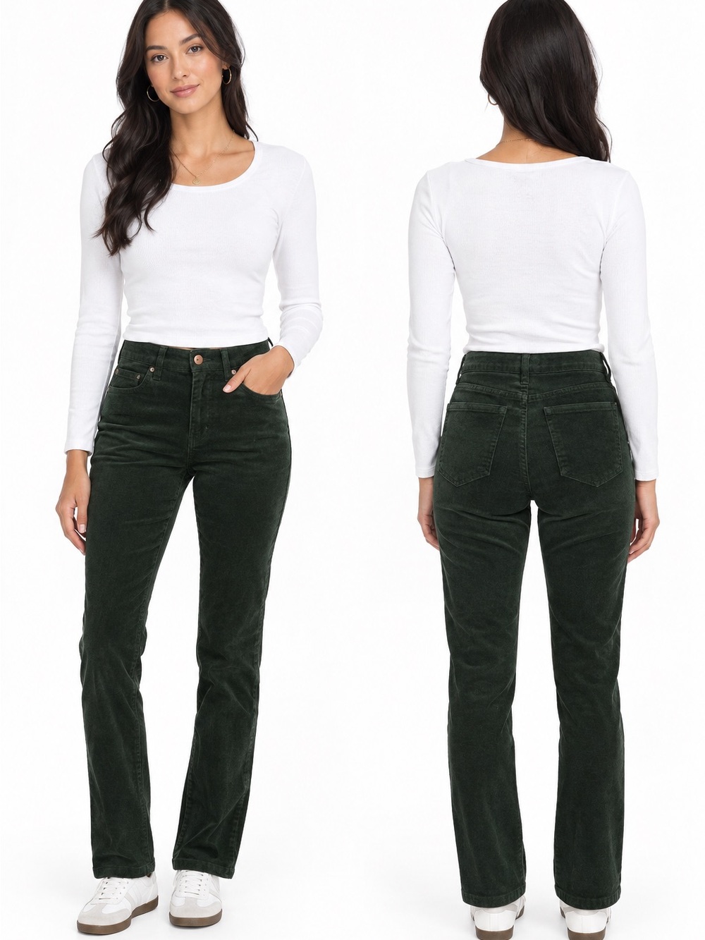 GAP High-Rise Straight Corduroy Jeans in Forest Green
